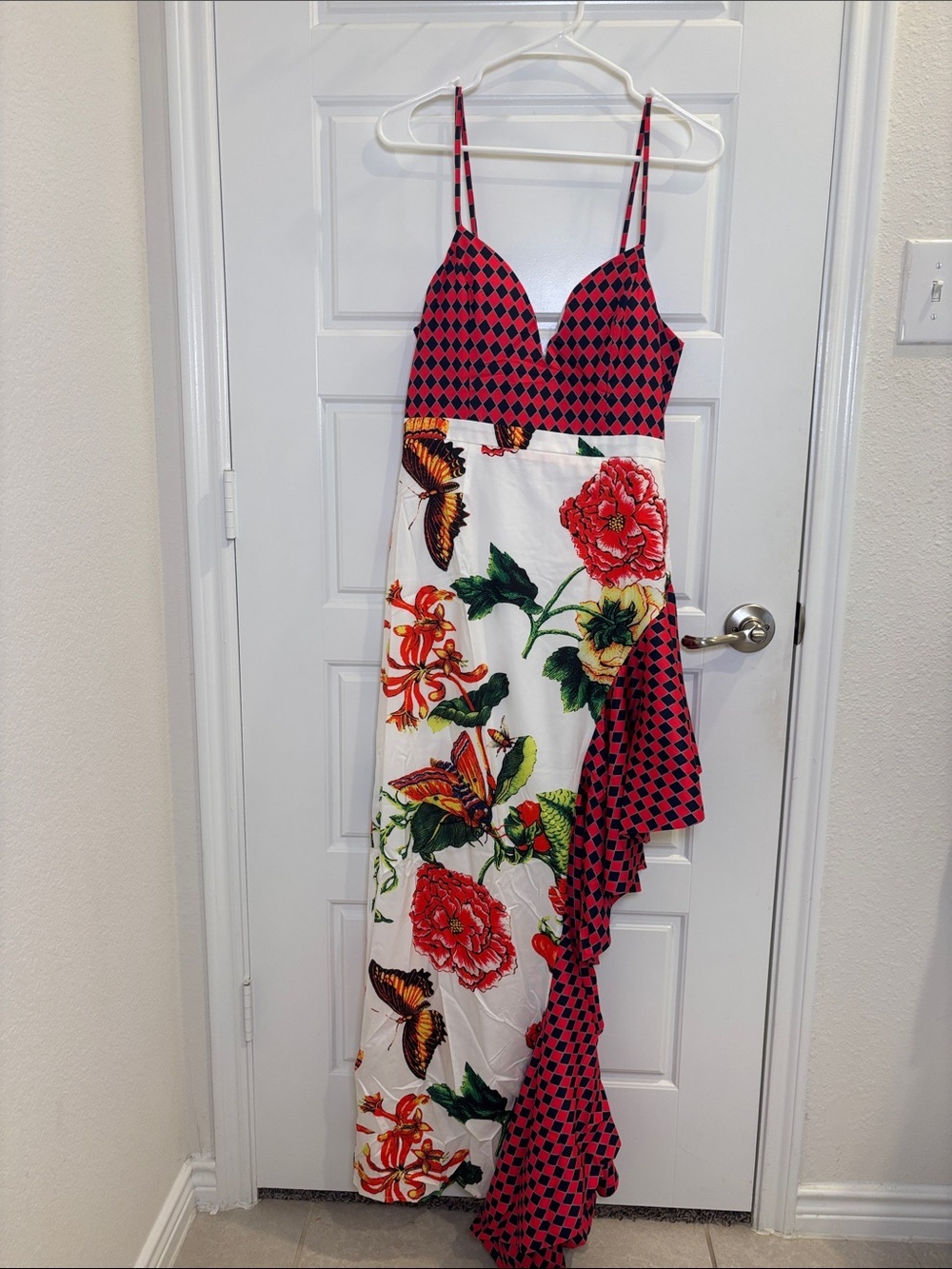 L’ATISTE by Amy Floral Butterfly High Low Ruffle Maxi Dress Size M